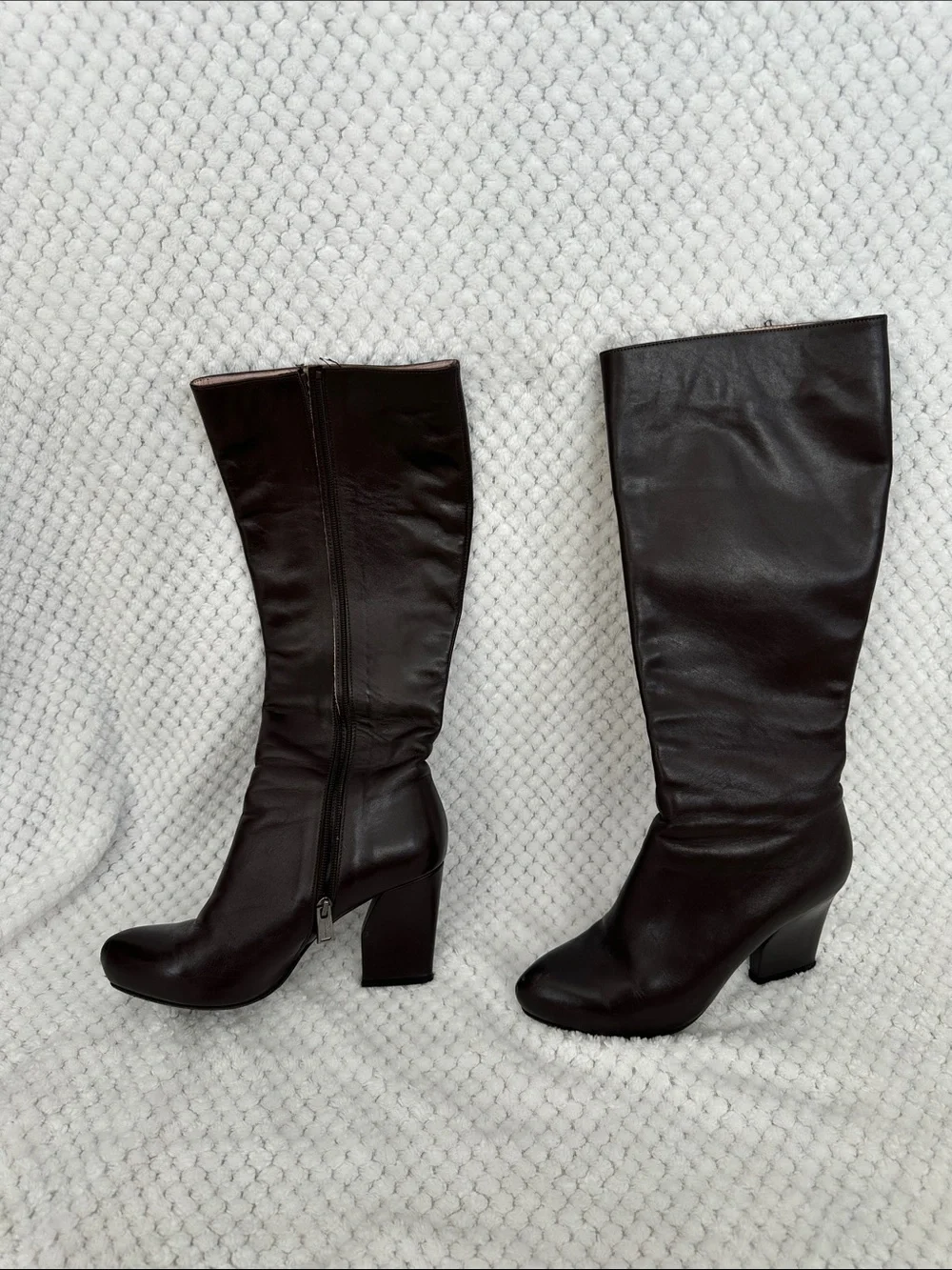 Classic Over-the-Knee Leather Boots in Dark Brown